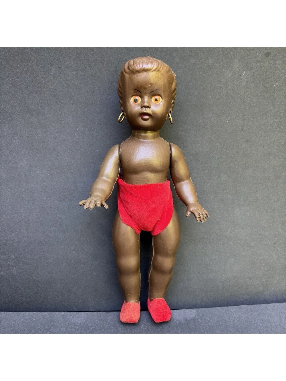 Vintage African American Plastic Girl Doll 11.5” VIDEO Noise Maker doesn't work